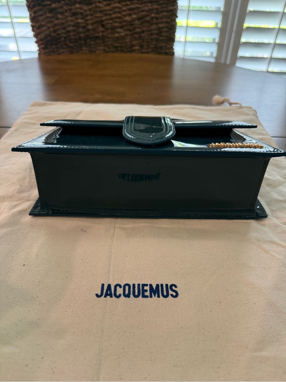 Jacquemus Teal Patent Leather Le Grand Bambino Bag with shoulder strap - Picture 9 of 13